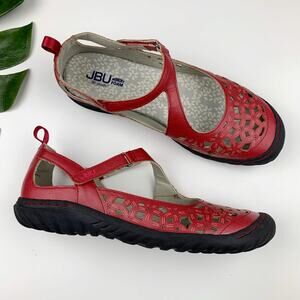 JBU Jambu Bellerose Encore Casual Comfort Shoes Red Mary Jane Flats Women's 9